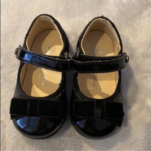 Naturino Baby Girl Black Glossy Toe Suede Bow Flat Walking Dress Shoes Size 19